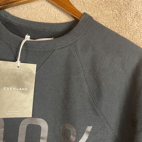 Everlane Sweatshirt Unisex Small Black 100% Human Typography Crew Terry NEW‎ - Picture 8 of 11